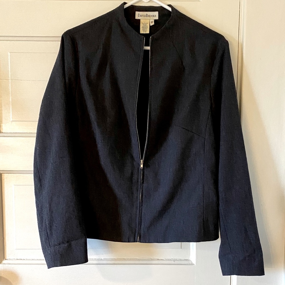 David Brooks Navy Blazer Zipper Jacket